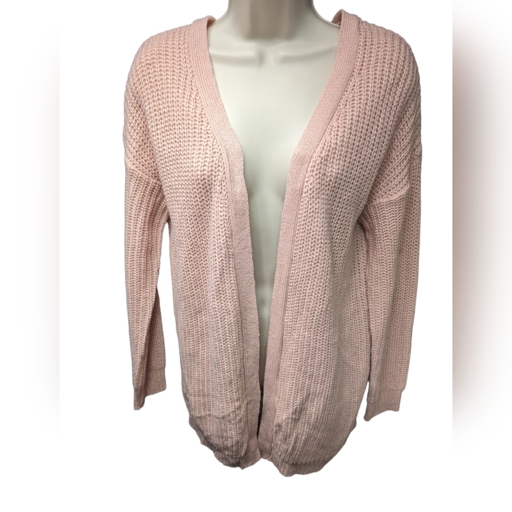 No Comment Braided Back Open Front Cardigan Sz M